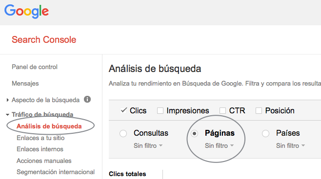 Hacer uso de Google Search Console para identificar URLs importantes