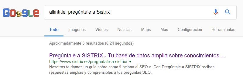 comando allintitle: para la búsqueda en Google