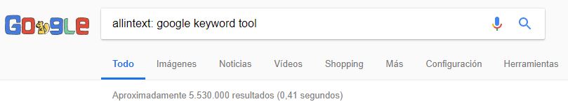 comando allintext: para la búsqueda en Google