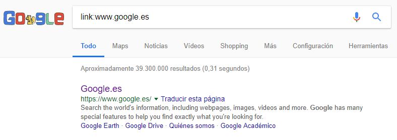 comando link: para la búsqueda en Google