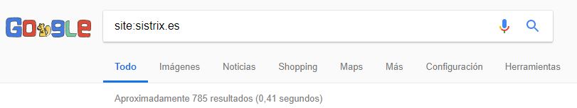 comando site: para el dominio sistrix.es