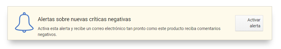 Alertas de las Reseñas negativas de un producto en el módulo Marketplace de SISTRIX