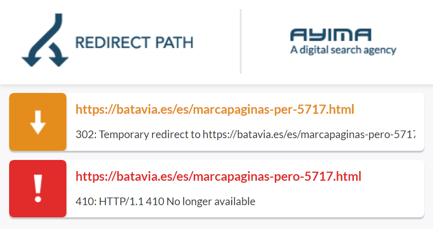 Detectar códigos de respuesta 410 con el plugin Ayima Redirect Path