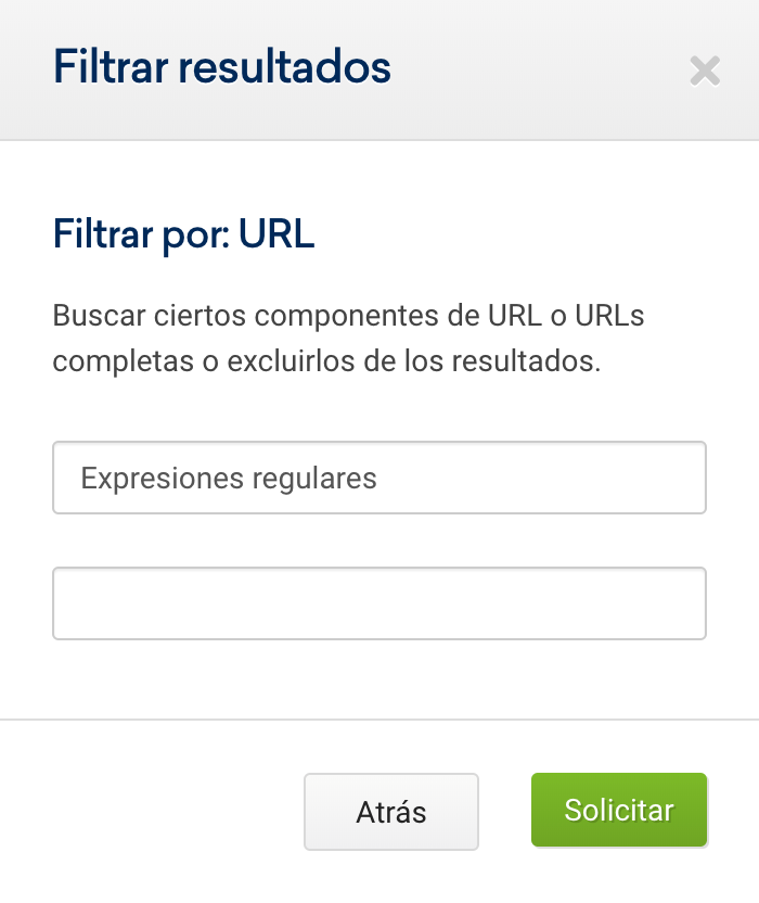 Filtrar resultados usando regex con el criterio de urls