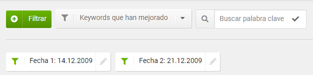 Opciones de configuración por tipo de cambio y fechas posibles para los cambios de palabras clave en SISTRIX 