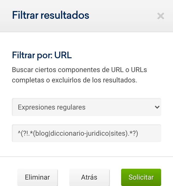 Filtrar urls con regex