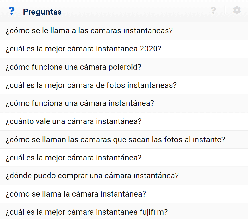 Preguntas en el asistente de contenido SISTRIX