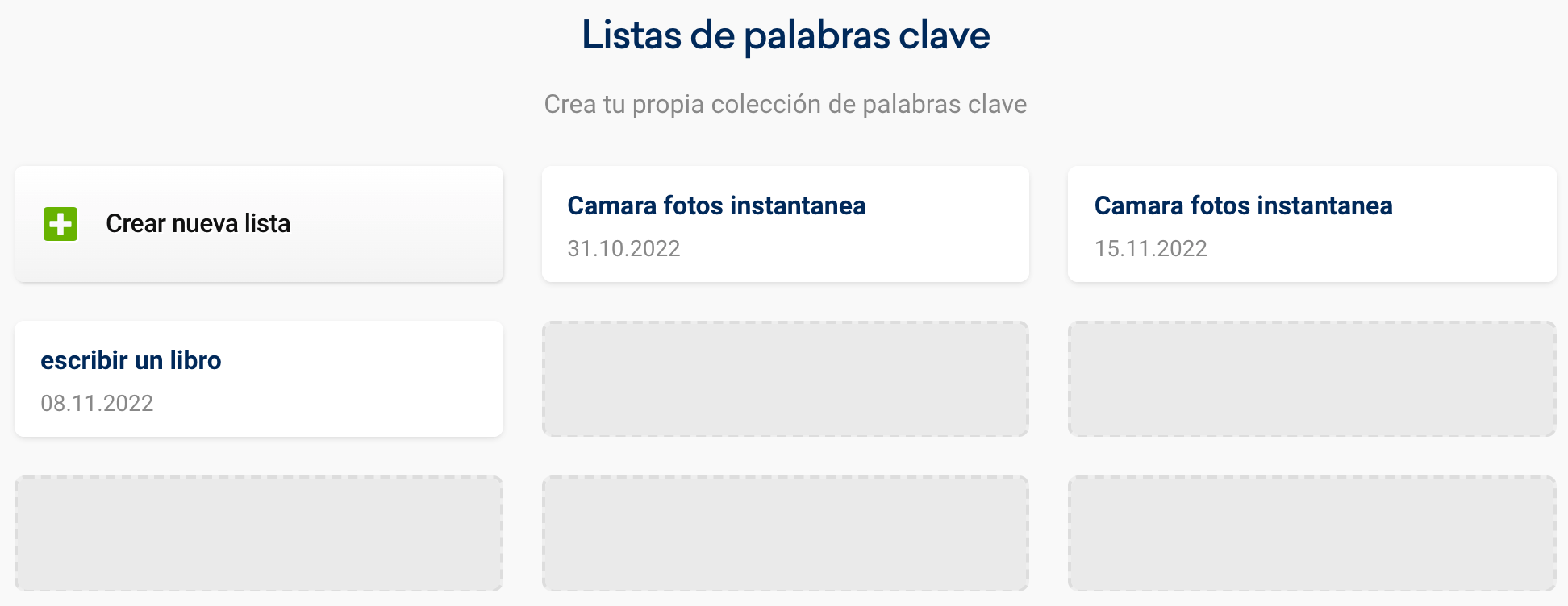 listas de palabras clave 