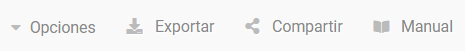 screenshot de la herramienta SISTRIX: opciones, exportar, compartir, manual 