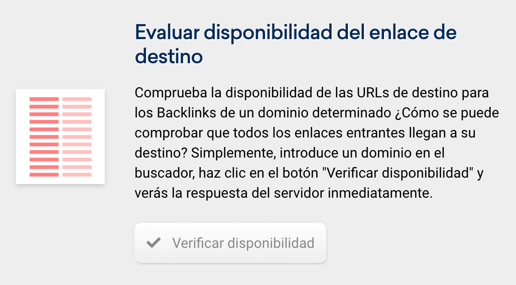 Cuadro "evaluar disponibilidad del enlace de destino"