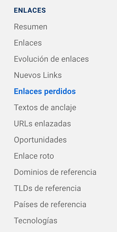 barra de enlaces "enlaces perdidos"