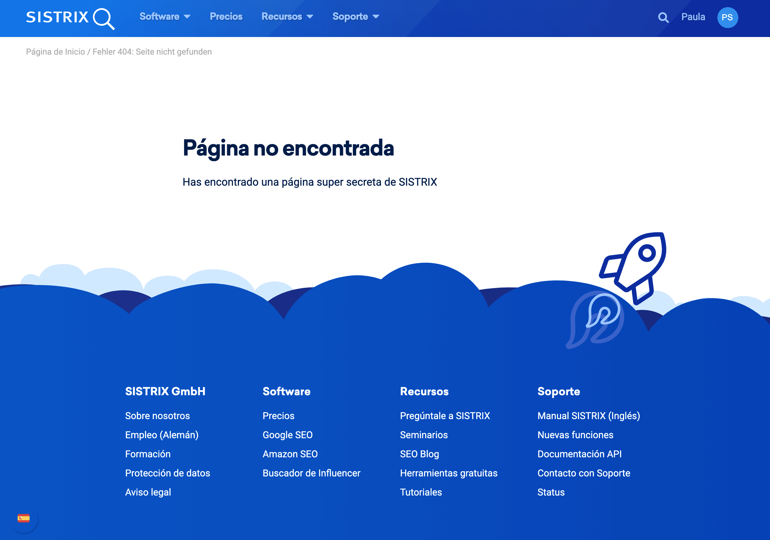 Ejemplo de una página 404