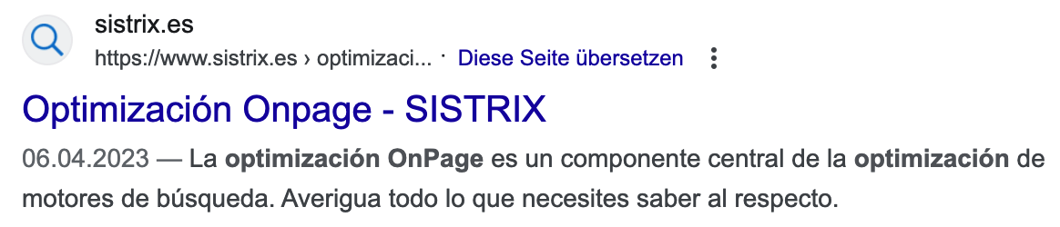 Snippet Optimización Onpage Sistrix