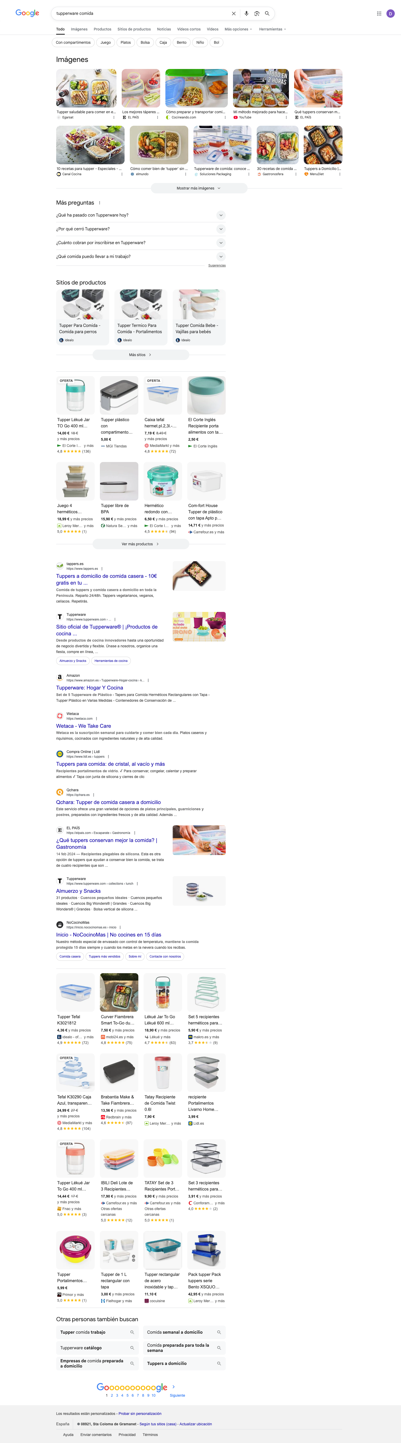 Resultados de búsqueda de Google para la búsqueda "tupperware comida"